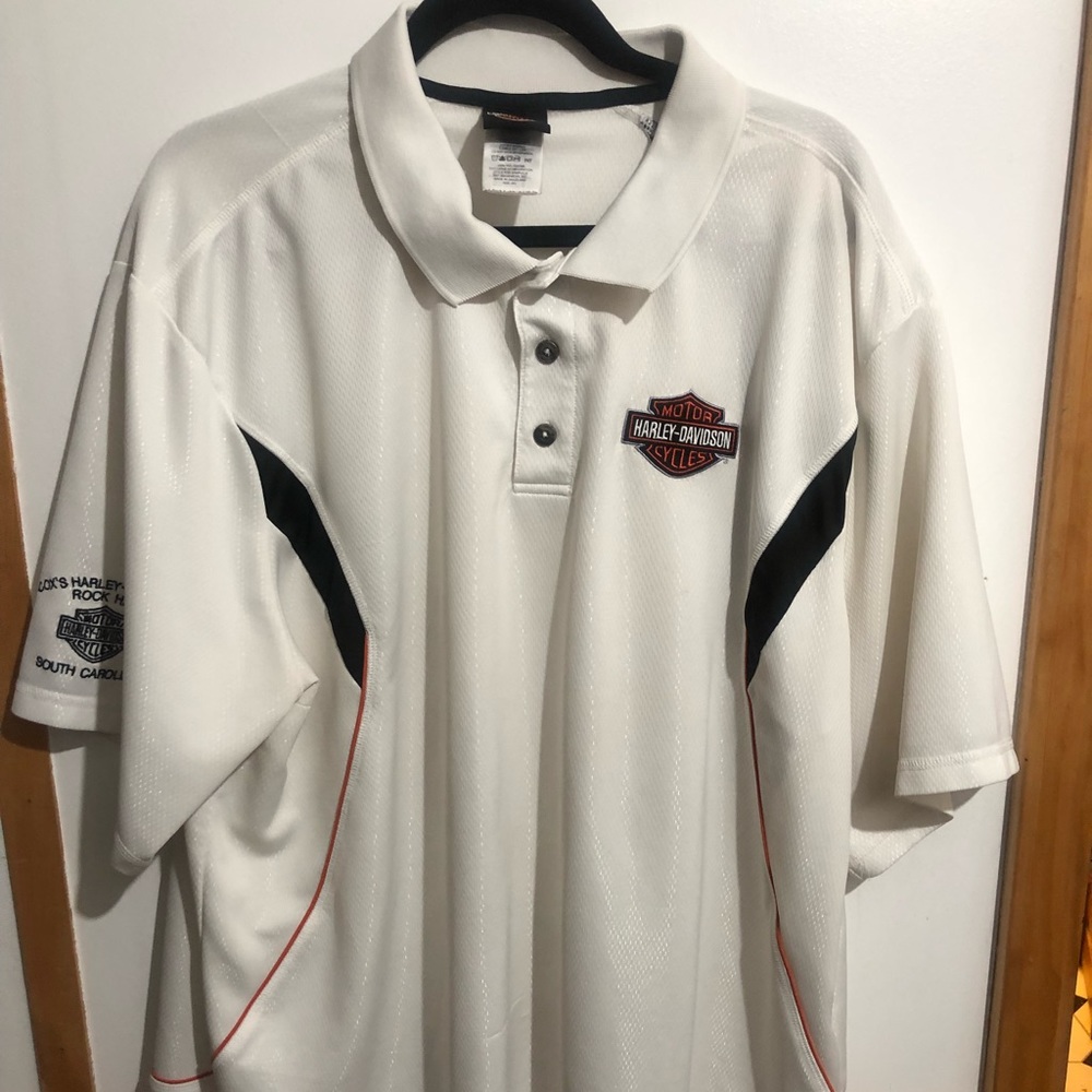 Harley Davidson men’s black and white embroidered logo polo shirt
